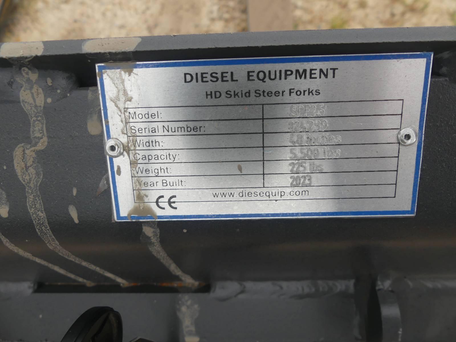 2023 Diesel Equipment SPF25 Pallet Forks, s/n 124239 for Skid Steer