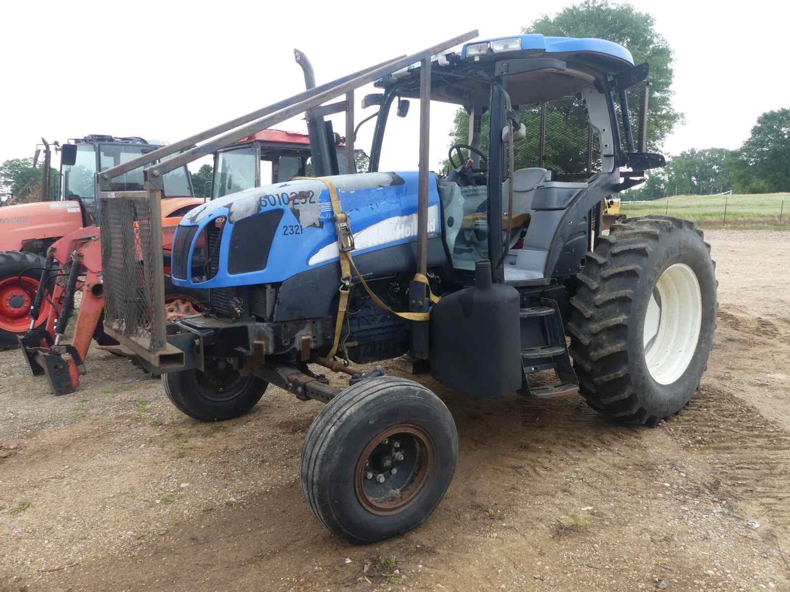 New Holland TS115A Tractor, s/n CP264221 (Salvage): Encl. Cab, Sweeps