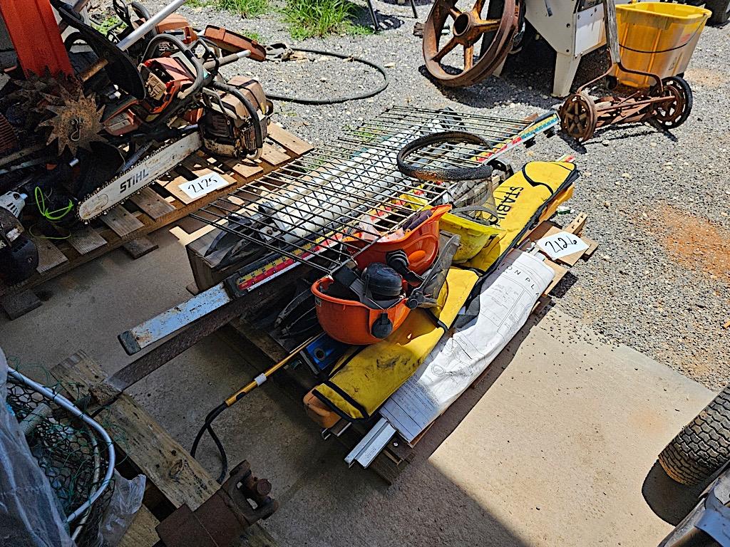 Survey Equipment, Hard Hats w/ Face Sheild, Survey Measuring Stakes