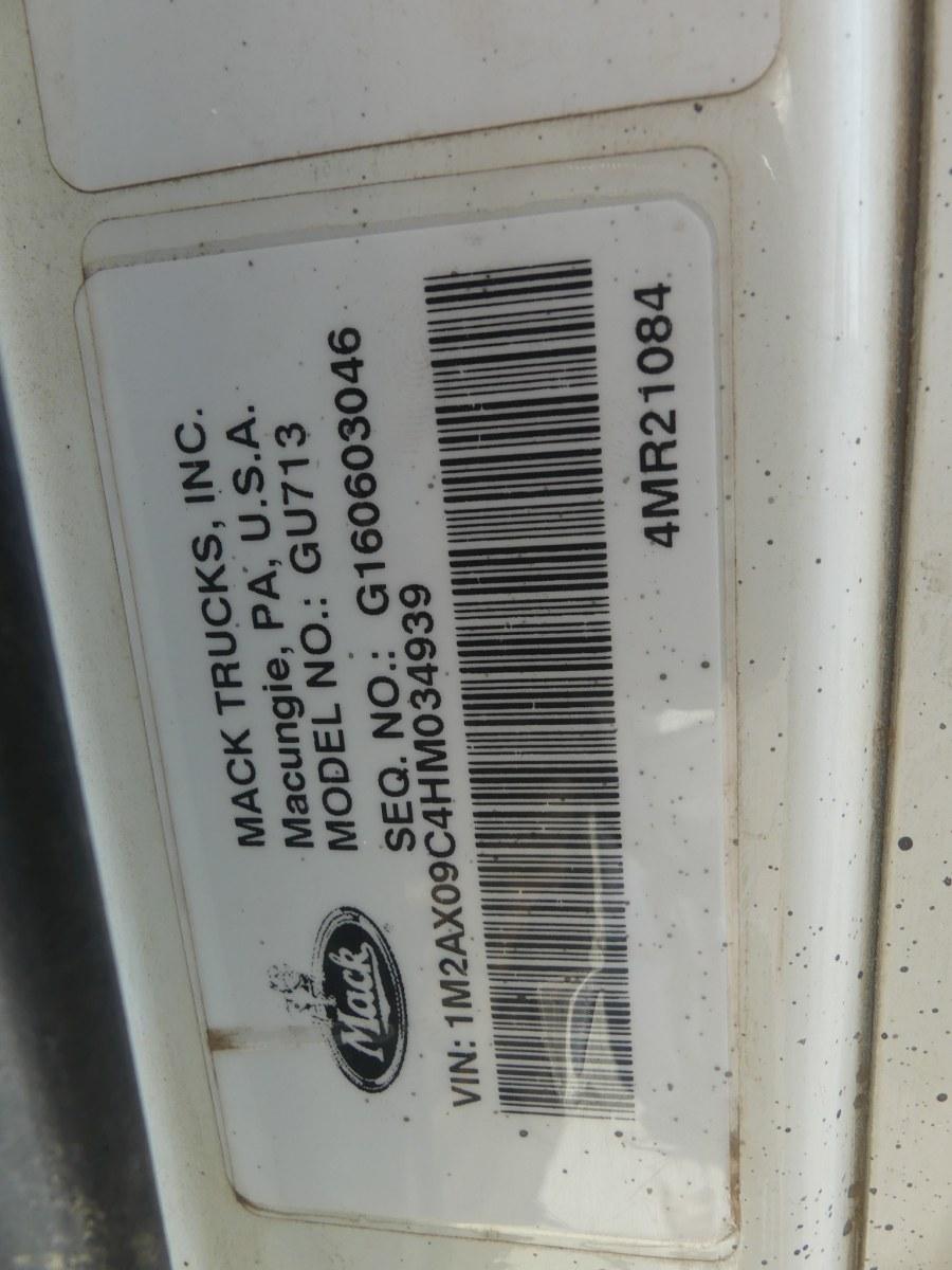 2017 Mack GU713 Tandem-axle Dump Truck, s/n 1M2AX09C4HM034939 (Title Delay)