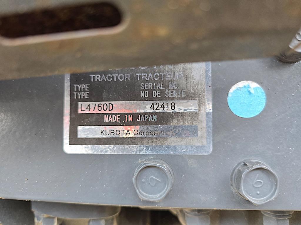 Kubota L4760HST 4WD Tractor, s/n 028722: 19 hrs