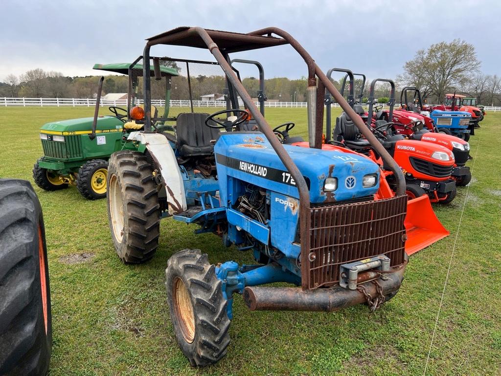 New Holland 1720 MFWD Tractor, s/n 39115: Canopy, PTO, 3PH, Meter Shows 201