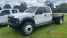 2008 Ford F550 Flatbed Truck, s/n 1FDAW56R48EA23930: 2wd, Auto, Diesel Eng., Headache Rack, Goosenec
