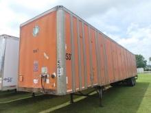 1995 Wabash 53' Van Trailer, s/n 1JJV532Y9SL270106: T/A, Rear Barn Doors