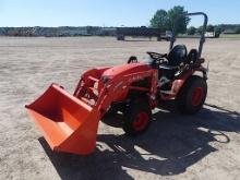 Kubota B2601 MFWD Tractor, s/n 83903: LA435 Loader w/ Bkt., Turf Tires, Rol