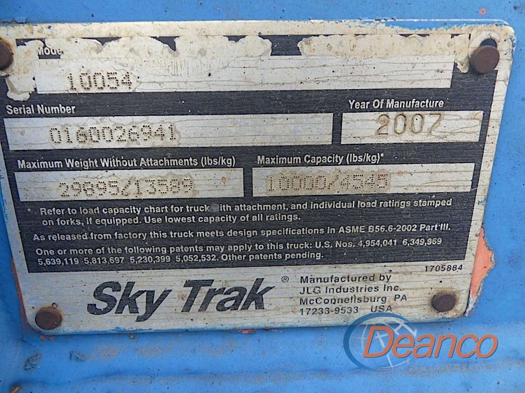 2007 JLG Skytrak 10054 4WD Telescopic Forklift, s/n 0160026941: Canopy, 17.