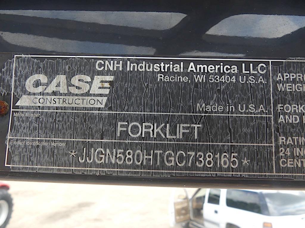 Case 586H Rough-terrain Forklift, s/n HTGC738165: Canopy, Diesel, 48" Forks