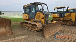 John Deere 550K LGP Dozer, s/n 302244: C/A, Forestry Cage, Sweeps, 6-way Blade, Meter Shows 4869 hrs