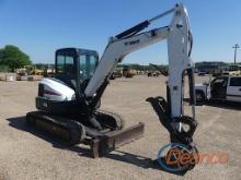 2020 Bobcat E55 Mini Excavator, s/n AJ1915796: C/A, Blade, Hyd. Thumb, Rubb