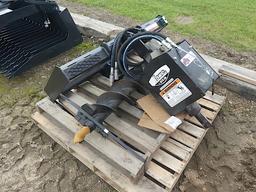 Unused Lowe 750 Classic Hydraulic Auger w/ 9" Bit: w/ Skid Steer Quick Atta