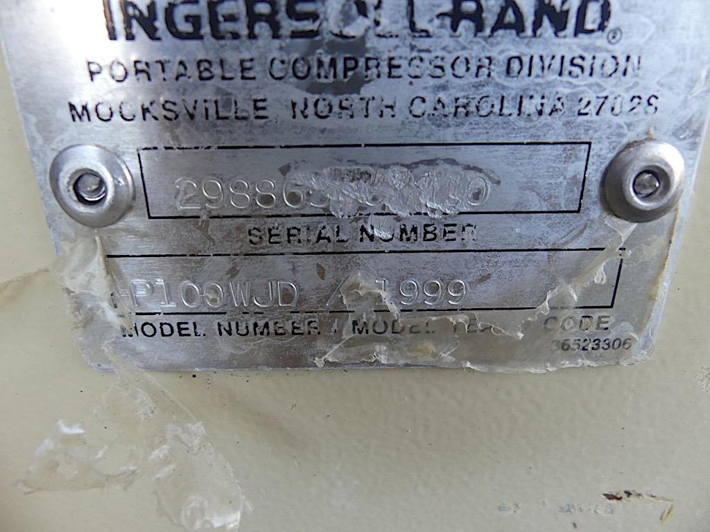 Ingersoll Rand 100 Towable Air Compressor, s/n 298865: JD Diesel Eng., Mete