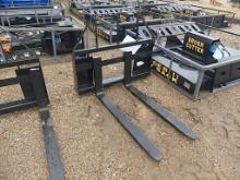 Set of Unused 2025 Mower King Forks for Skid Steer: Adjustable, Quick Attac
