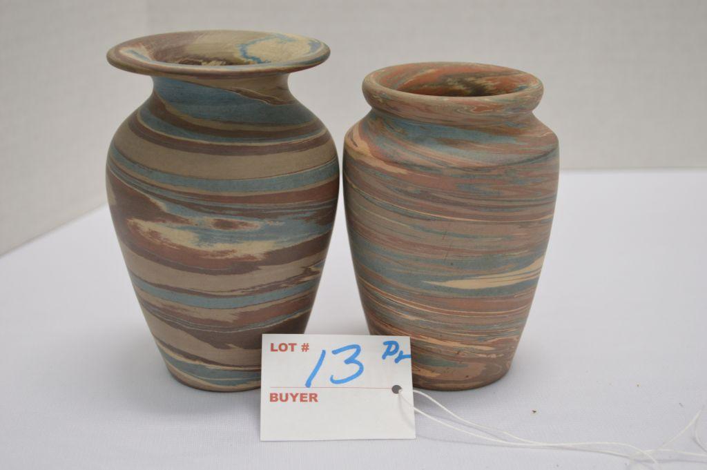 Pair of Small Swirl Vases, Matte Finish, 1-4 3/4 High Paper "Tag 'N Lock",