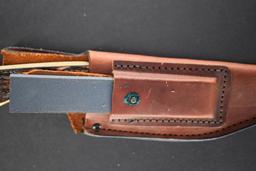Remington R-6 Skinner Fixed Blade with Sheath and Sharpening Stone, Imitati
