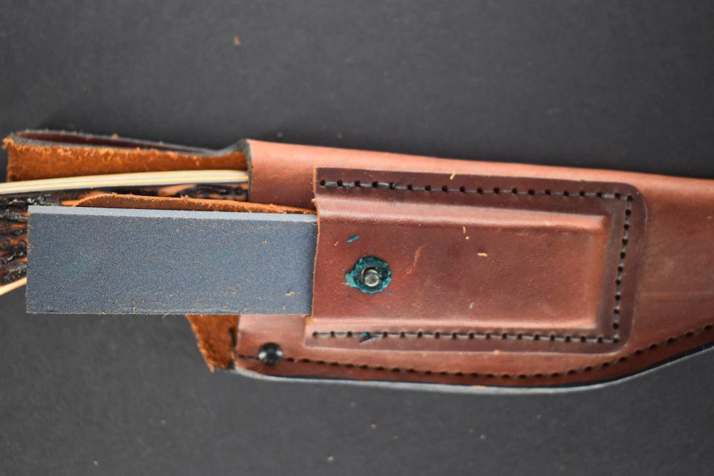 Remington R-6 Skinner Fixed Blade with Sheath and Sharpening Stone, Imitati