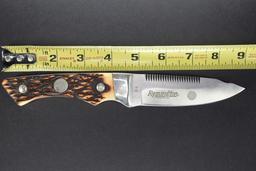 Remington R-6 Skinner Fixed Blade with Sheath and Sharpening Stone, Imitati