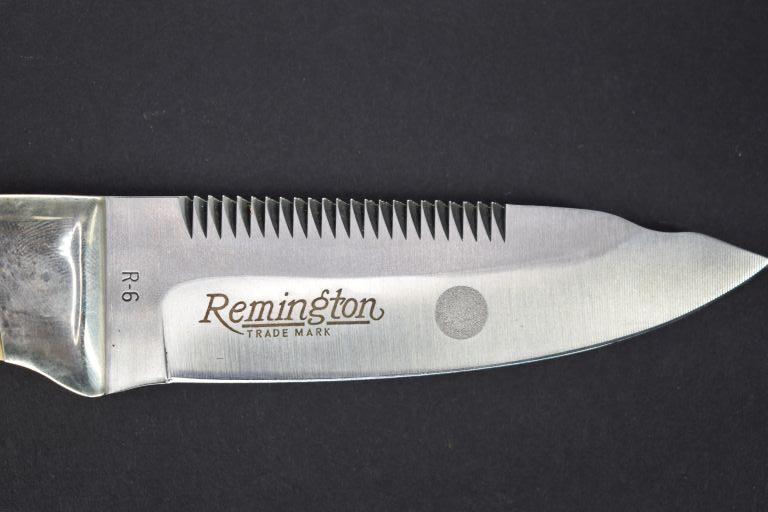 Remington R-6 Skinner Fixed Blade with Sheath and Sharpening Stone, Imitati