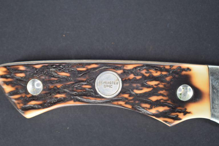 Remington R-6 Skinner Fixed Blade with Sheath and Sharpening Stone, Imitati