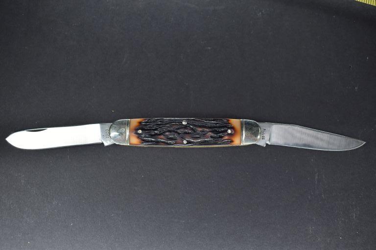 Remington R4466 Muskrat Bullet Knife, 2 Blades, Imitation Stag Handles, Wit