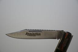 Remington 2000 Millenium Collectible Bullet Knife with mother of pearl, R1630, Lockback, green bone,