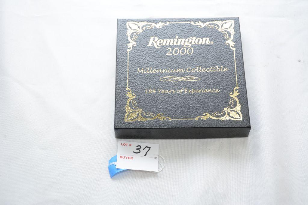 Remington 2000 Millenium Collectible Bullet Knife with mother of pearl, R1630, Lockback, green bone,
