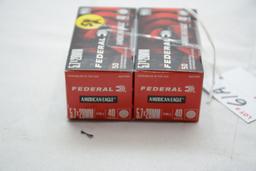 Federal 5.7x28mm ammunition, 40gr FMJ, 2-50rd boxes, qty2