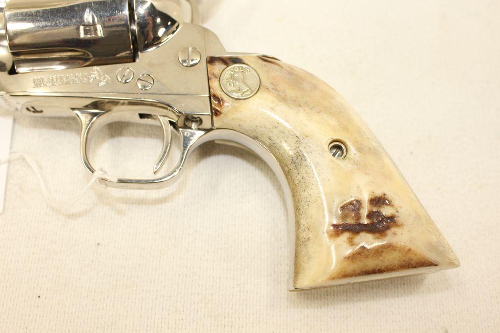 Colt Single Action Army 5.5" Nickel, .45 Long Colt Revolver, Stag Grips, Slight used-excellent condi