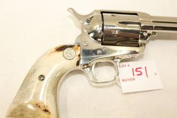 Colt Single Action Army 5.5" Nickel, .45 Long Colt Revolver, Stag Grips, Slight used-excellent condi
