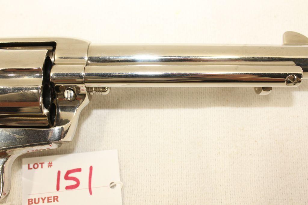 Colt Single Action Army 5.5" Nickel, .45 Long Colt Revolver, Stag Grips, Slight used-excellent condi