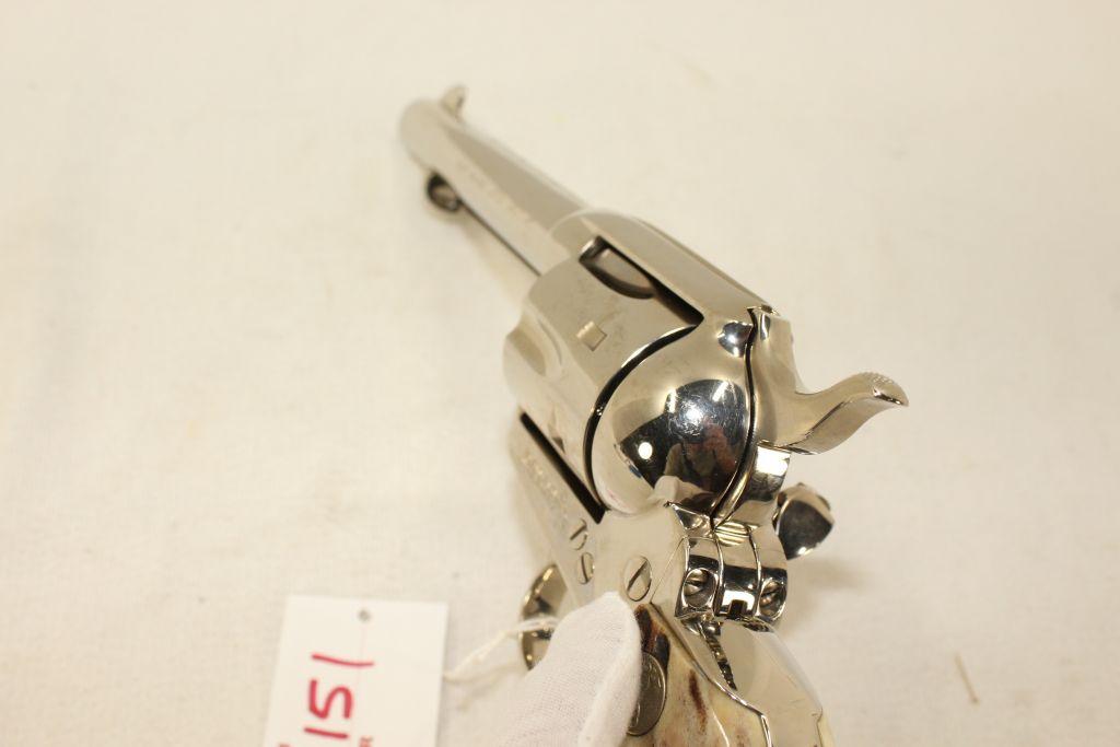 Colt Single Action Army 5.5" Nickel, .45 Long Colt Revolver, Stag Grips, Slight used-excellent condi