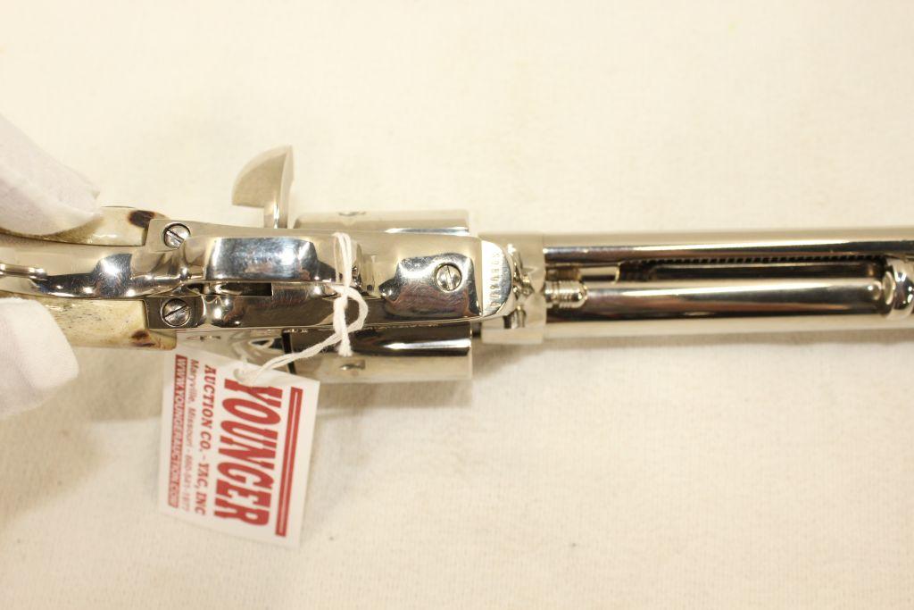 Colt Single Action Army 5.5" Nickel, .45 Long Colt Revolver, Stag Grips, Slight used-excellent condi
