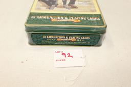 Remington Gallery Special Collector Tin, 400rds, .22LR, High Velocity Golden Bullet, plus 1 deck of