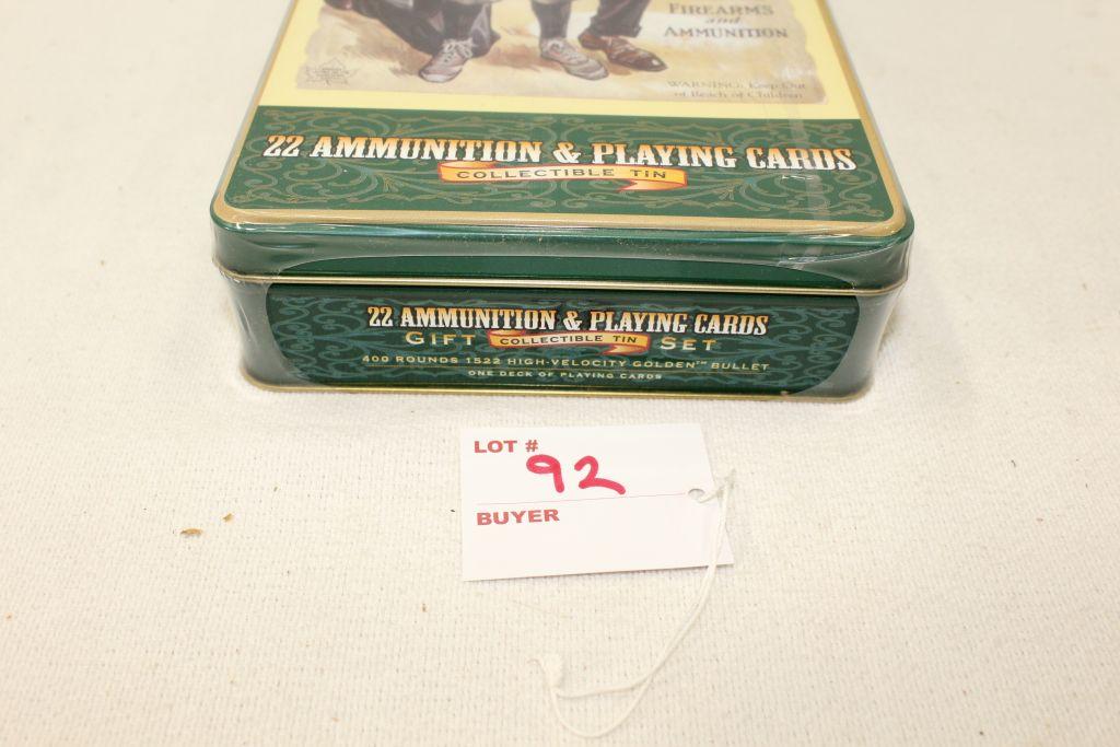 Remington Gallery Special Collector Tin, 400rds, .22LR, High Velocity Golden Bullet, plus 1 deck of