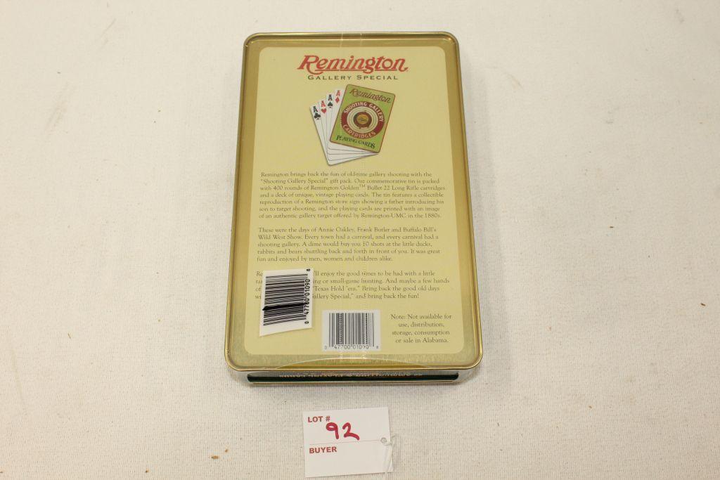 Remington Gallery Special Collector Tin, 400rds, .22LR, High Velocity Golden Bullet, plus 1 deck of