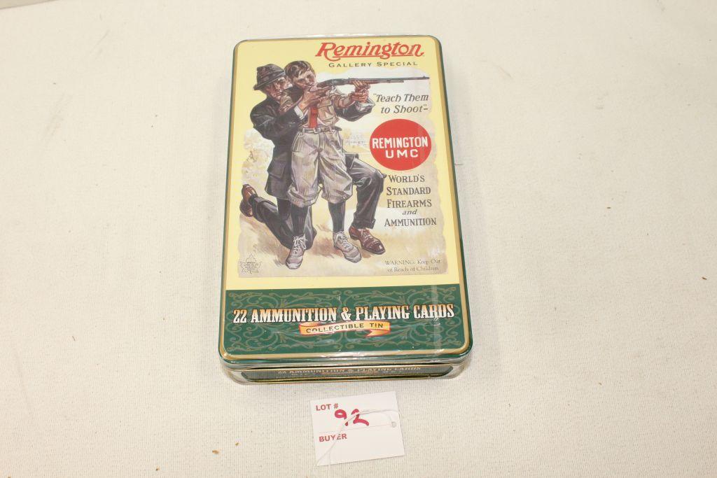 Remington Gallery Special Collector Tin, 400rds, .22LR, High Velocity Golden Bullet, plus 1 deck of