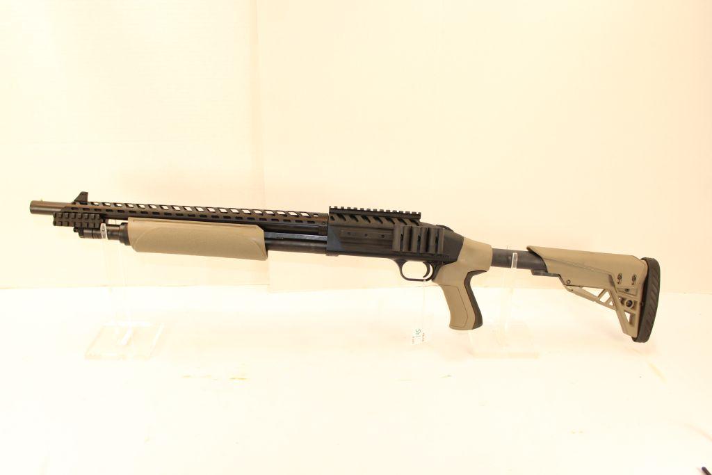 Mossberg Model 500, 12 gauge pump, collapsible stock, Talon F/E, 18.5" Barrel, matte with heath shie