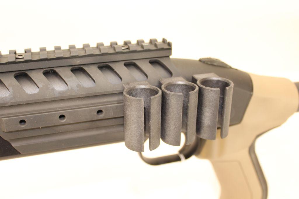 Mossberg Model 500, 12 gauge pump, collapsible stock, Talon F/E, 18.5" Barrel, matte with heath shie