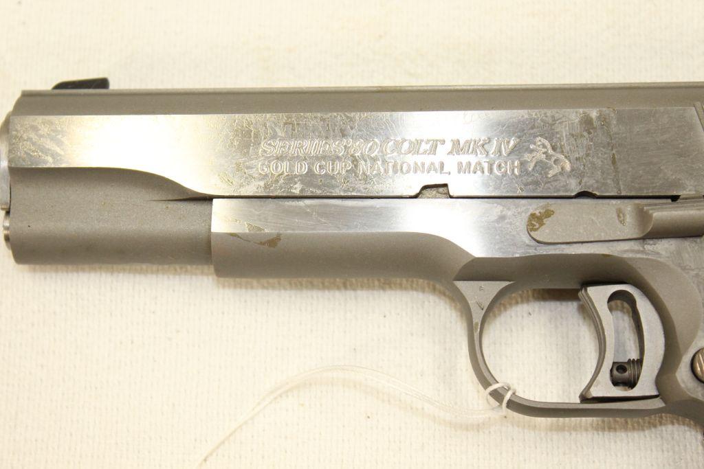 Colt MK IV 580, 45ACP, National Match Gold Cup, Stainless, in original case, sn SN01860E