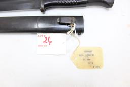 German Model 1884/98 bayonet with scabbard. #1826 on scabbard, 42crs on blade