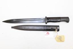 German Model 1884/98 bayonet with scabbard. #1826 on scabbard, 42crs on blade