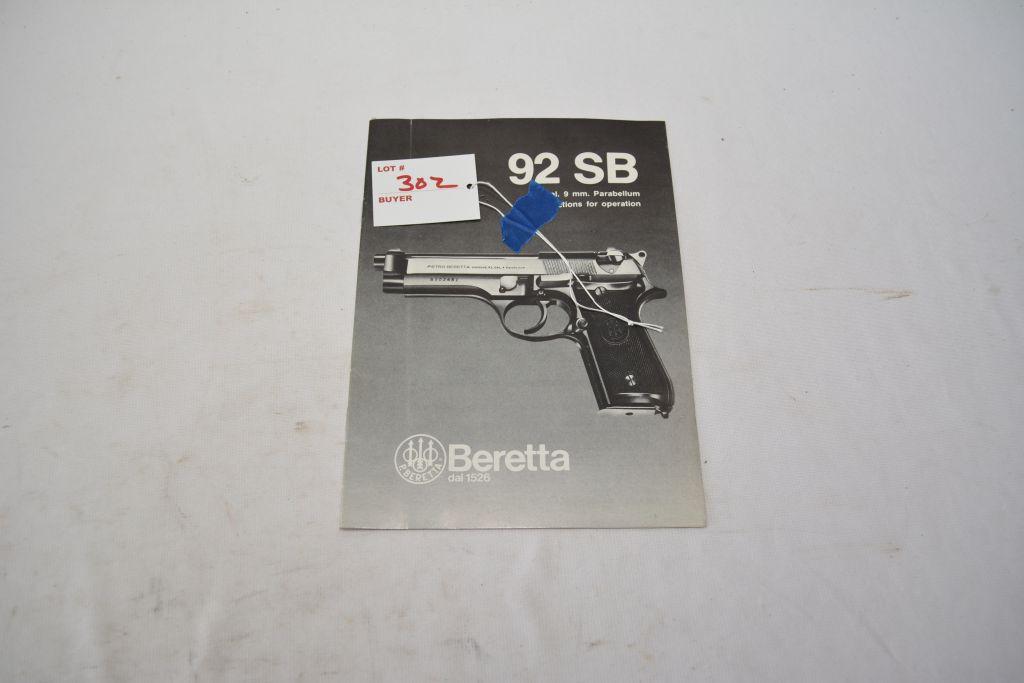 Beretta 92 SB cal. 9mm Parabellum instruction manual