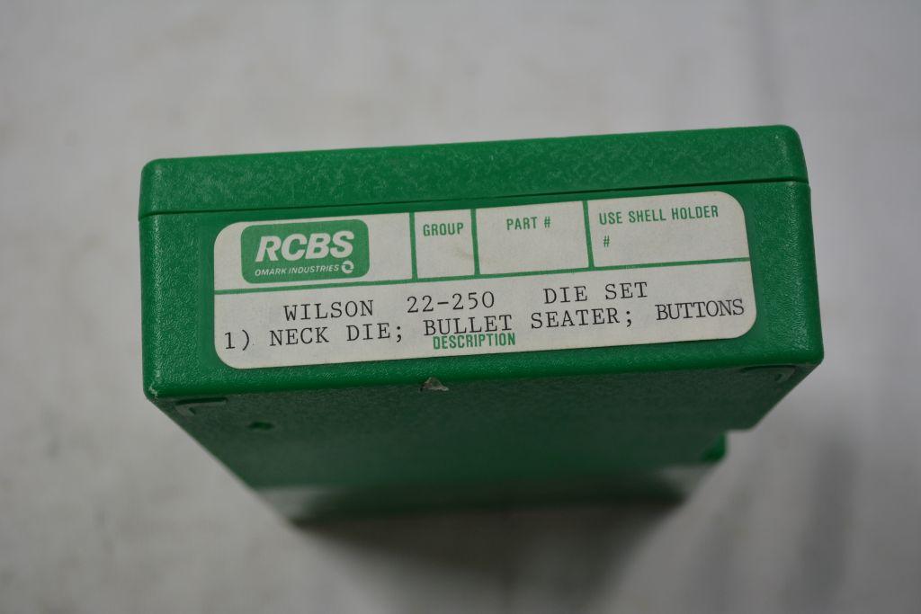 RCBS Wilson 22-250 Die Set; Neck Die, Bullet Seater, Buttons