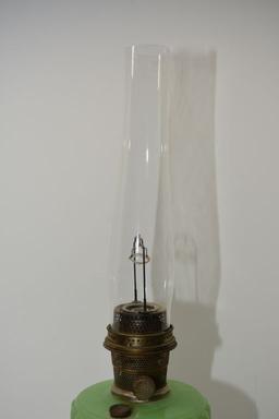Oil Lamp, Jadeite Aladdin, Small Crack In Chimney