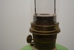 Oil Lamp, Jadeite Aladdin, Small Crack In Chimney