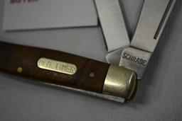 Schrade Old timer, wood handle, 3 blade pocket knife, #80TW, 2 1/2" blade