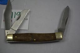 Schrade Old timer, wood handle, 3 blade pocket knife, #80TW, 2 1/2" blade