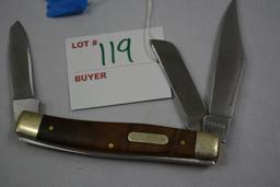 Schrade Old timer, wood handle, 3 blade pocket knife, #80TW, 2 1/2" blade