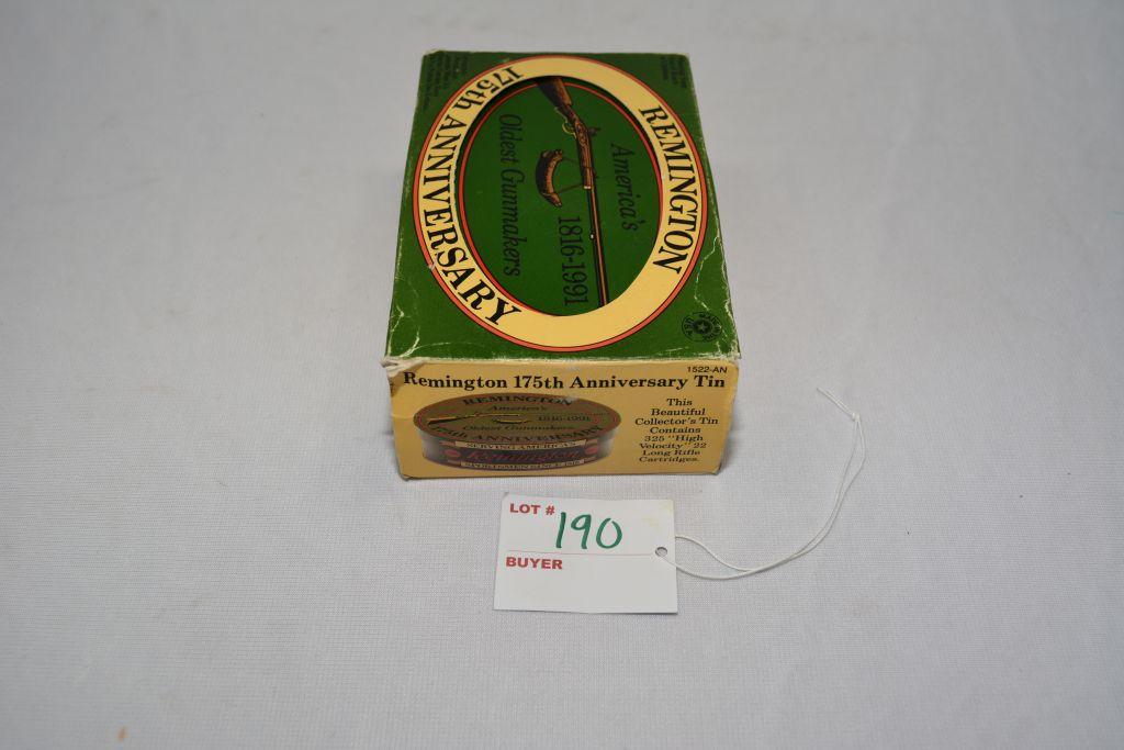 Remington 175th Anniversary Commemorative Tin with 325 High Velocity 22 Long Rifle Cartridges