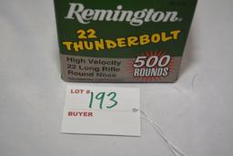 Remington 22 Thunderbolt High Velocity 22 Long Rifle Round Nose; 500 Rounds
