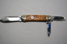 Winchester Cartridge Series folding 3 blade knife, W18 39201 AG, '98, bone handle, .30-30 cartridge,